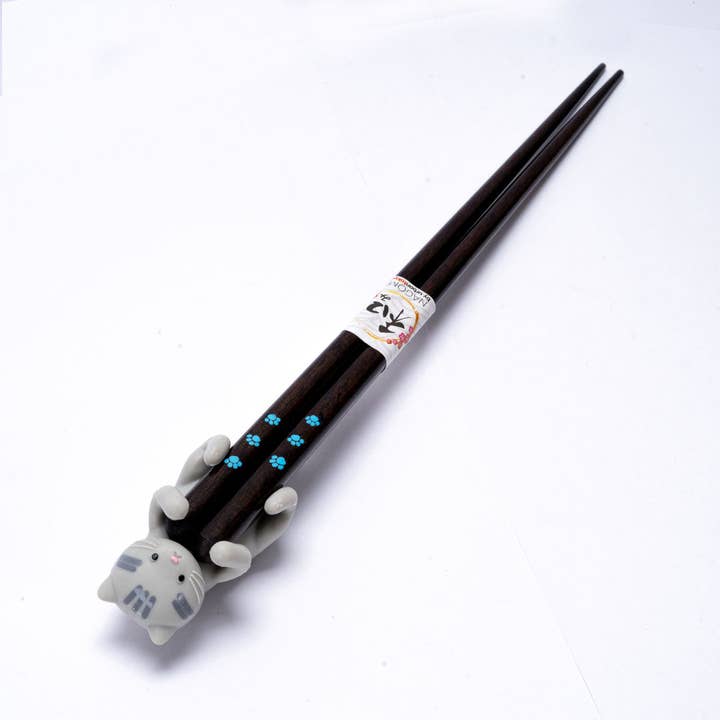 Urban Tokyo - Vente Baguettes - Ensemble cadeau de baguettes et repose-baguettes Chat Gris (20/200)5