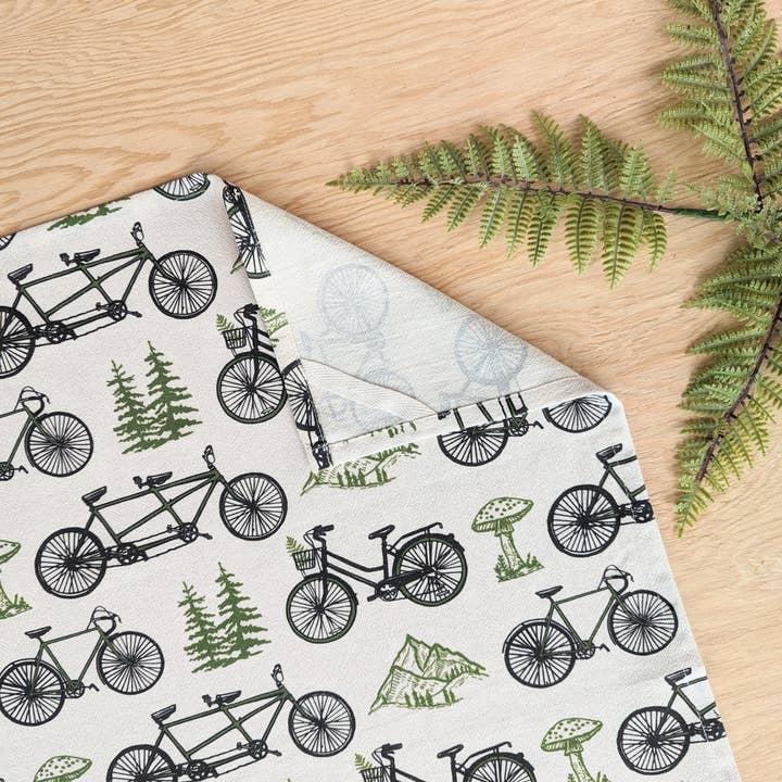 tea towel | bicycle adventure - bike & nature cotton flour sack dish cloth for wholesale by ilikesara | art + goods