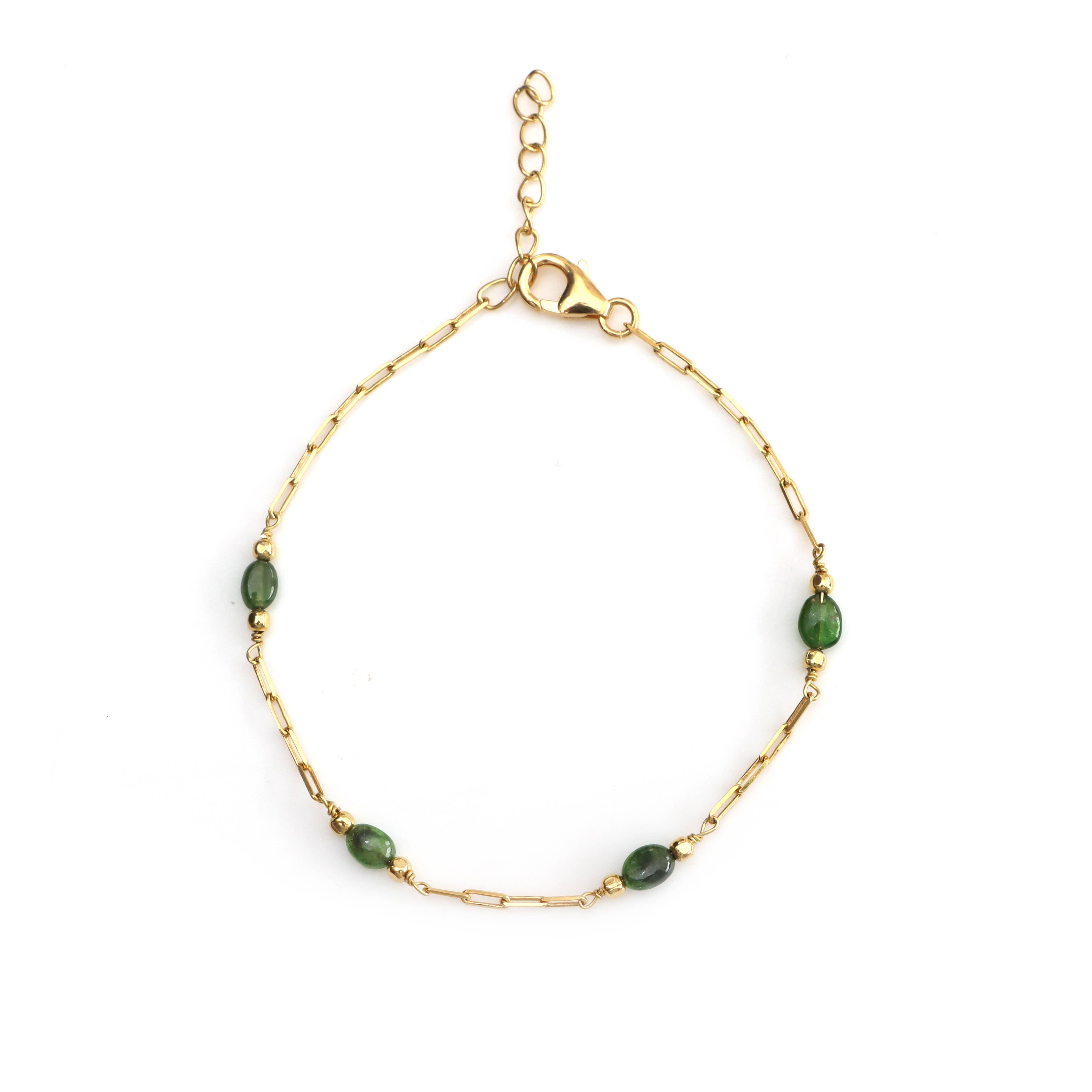 Fine Facets - Wholesale Link & Chain Bracelet - Chrome Diopside Chain Bracelet – Elegant and Timeless Design0