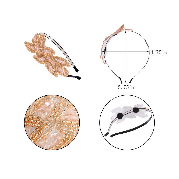 AK Brand - Vendita all'ingrosso Fascia per capelli - Donna - Fascia per capelli con patta a foglia nera con perline anni '2023