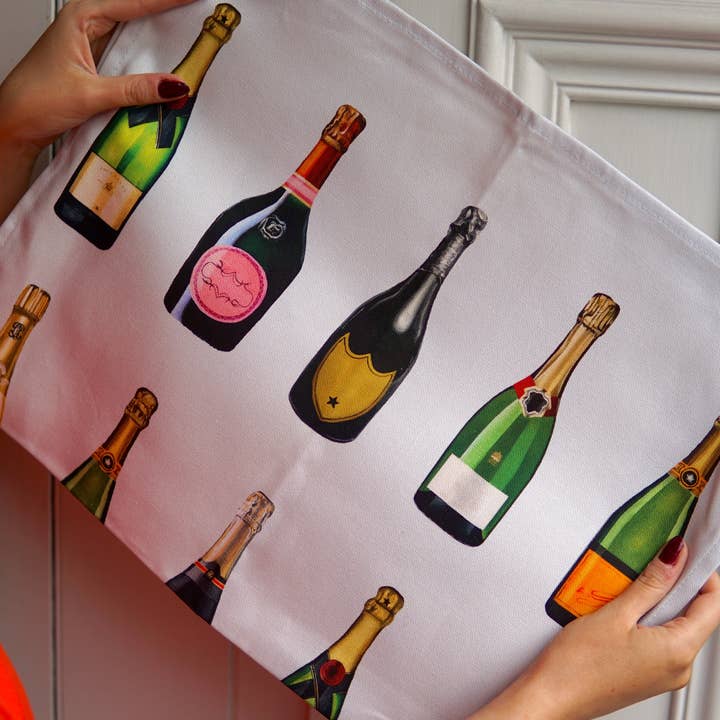Jessica Anderton Designs Limited – wholesale Tea towel – Champagne and Fizz Tea Towels (Best-Seller)2