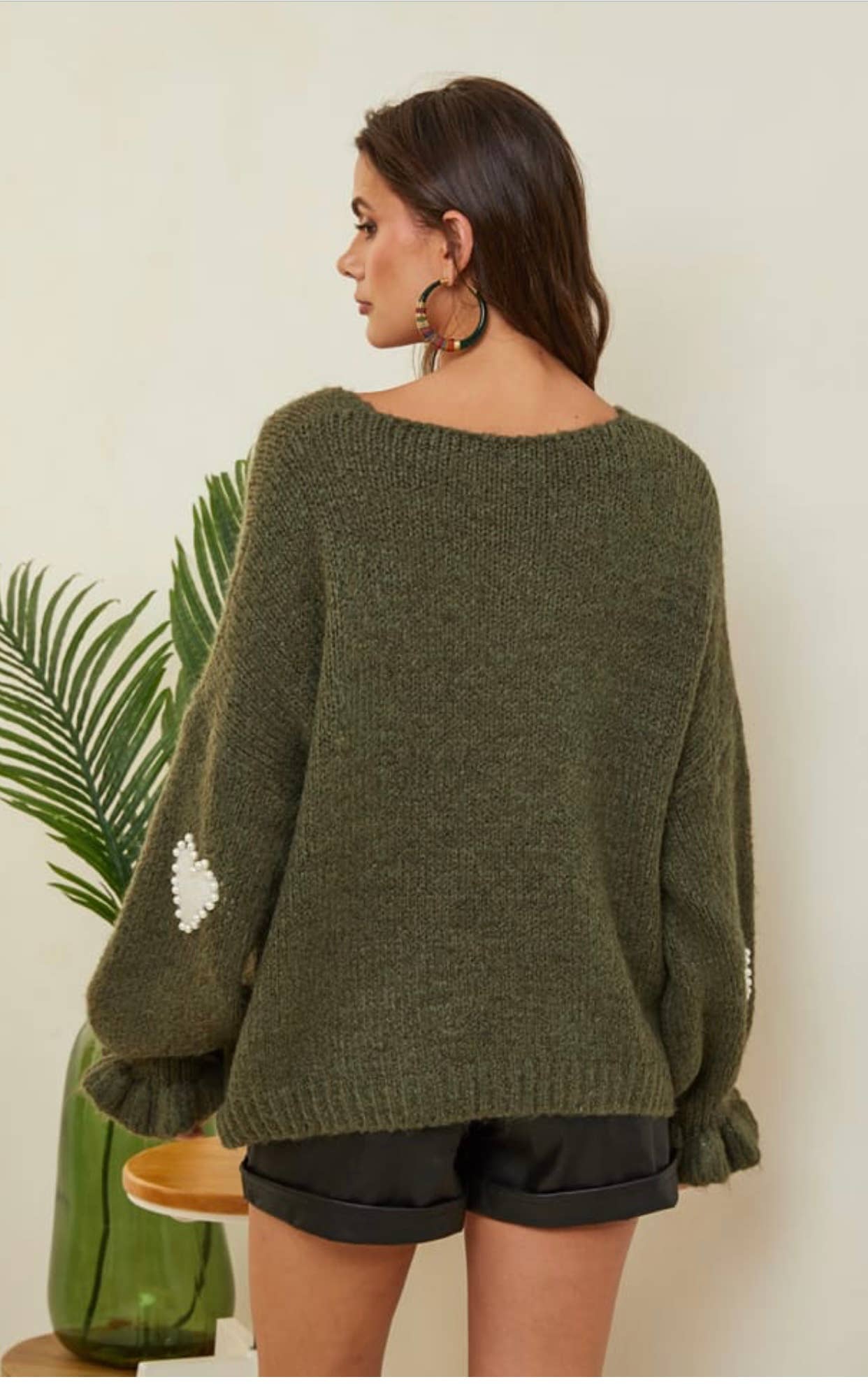 LÉA & LUC – wholesale Pullovertröja - Dam – Tröja med hjärtmönster och pärlor, V-ringad, dam33