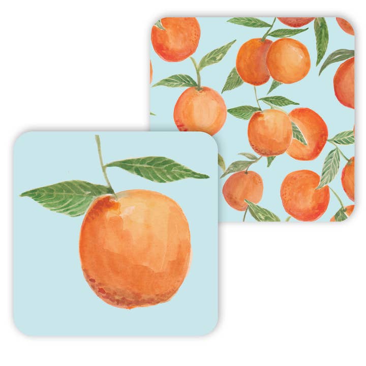 Sous-verres Oranges - 12 feuilles de papier feutrine réversibles pour la vente par MALWEST design