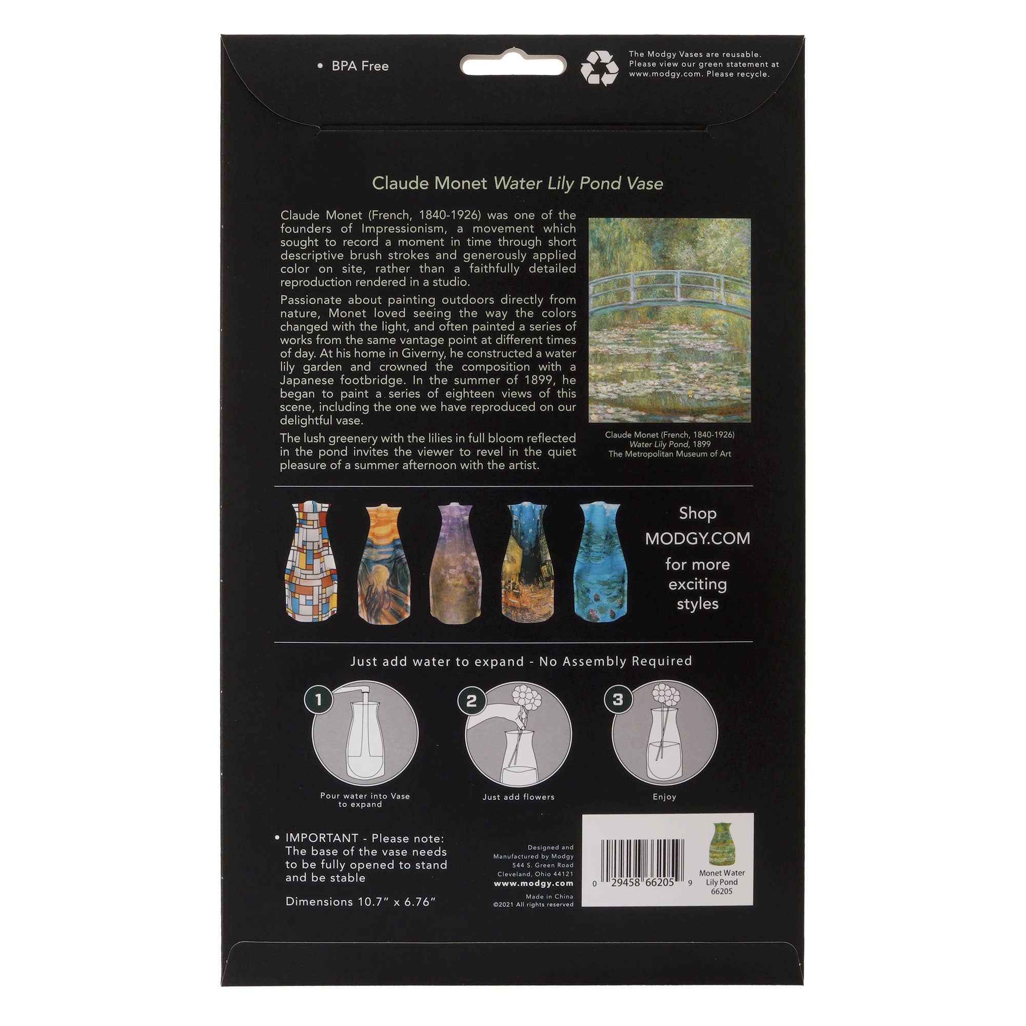 Modgy - Wholesale Vase - Modgy Expandable Vase - Monet Water Lily Pond5