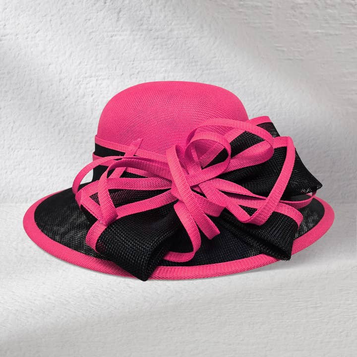 Sensibling Corp. - Wholesale Straw Hat - Women's - Two Tone Bow Accent Elegant Sinamay Dressy Hat8