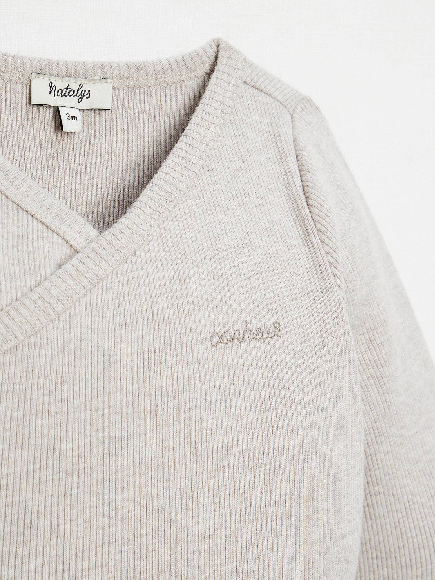 Beige Chiné Foncé IDEO 23 Pima babyoverallerset i bomull, korsad fram för wholesale på Faire1