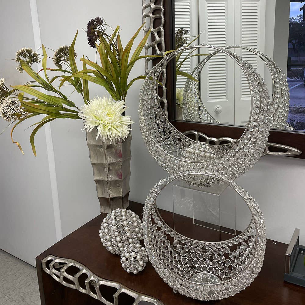 Modern Day Accents - Wholesale Decorative Tabletop Object - Facetas Perla 5" Cristal & Pearl Sphere - Set of 25