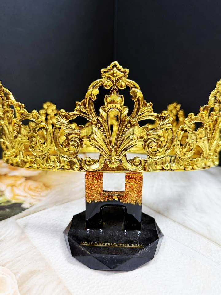 Men's Fleur De Lis Full King Gold Crown, Royal King Crown for wholesale by Happy Dream Gifts