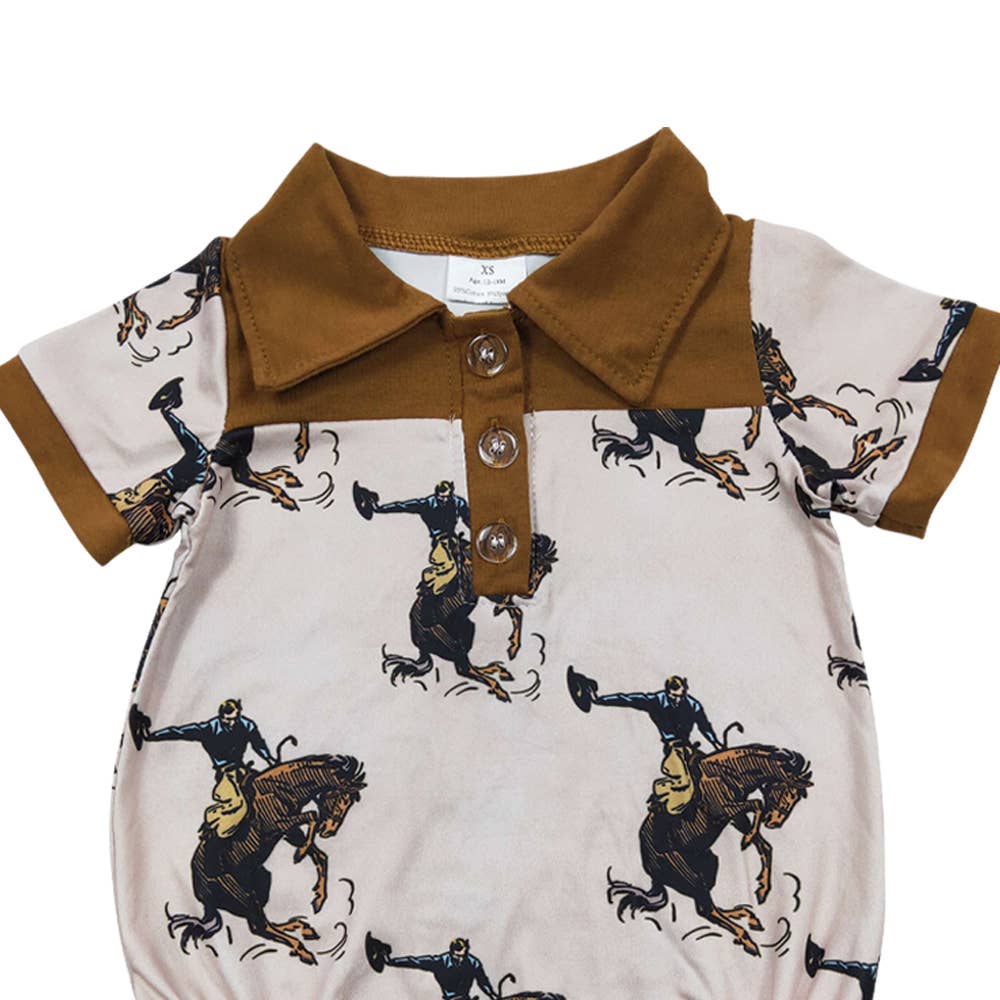 Aier Wholesale - Wholesale Bodysuit (Non-Footed) - Baby - Baby Boys Rodeo Horse Western Rompers4