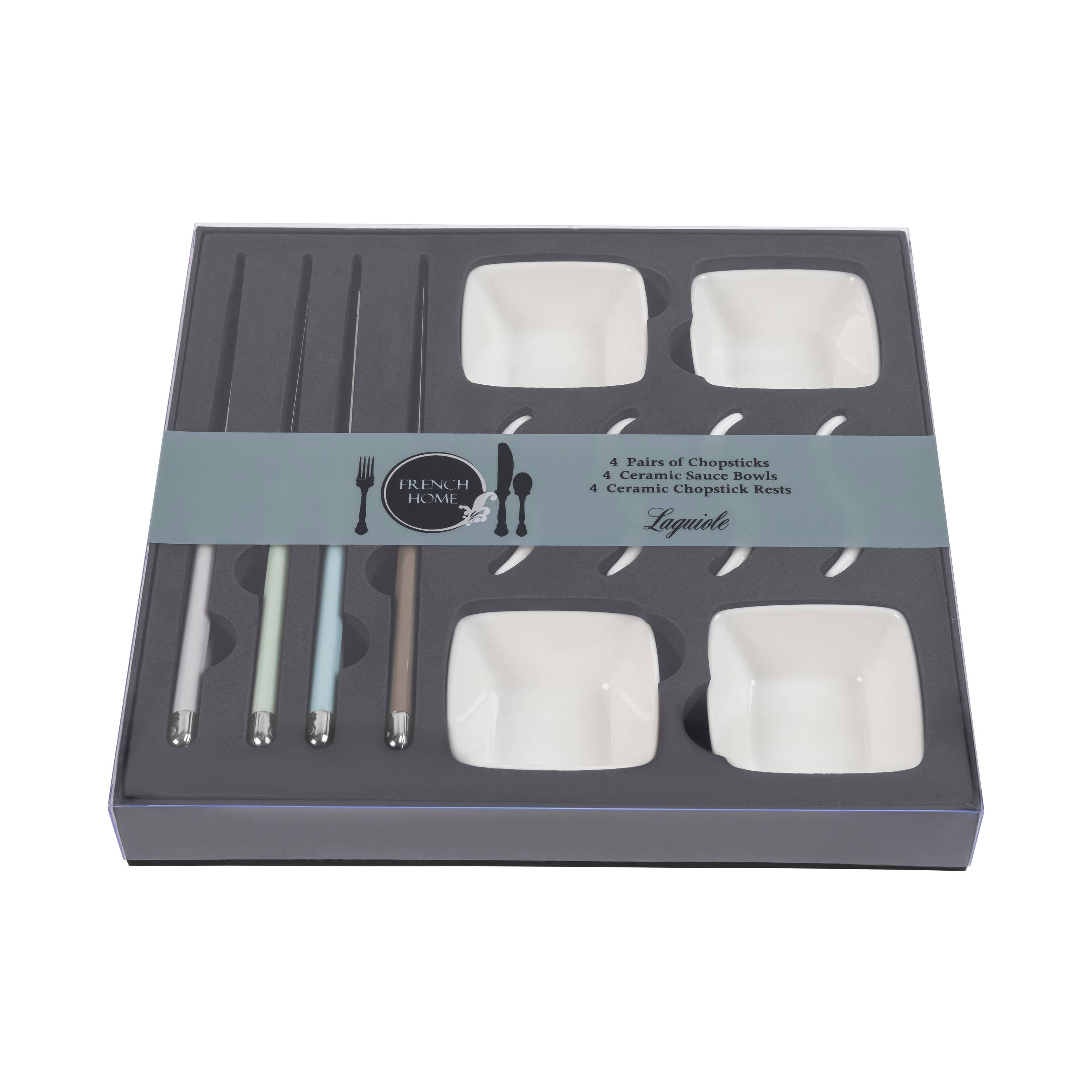 French Home - Wholesale Chopsticks - Mother of Pearl Chopsticks & Ceramic Bowls Set (4 Pairs)4