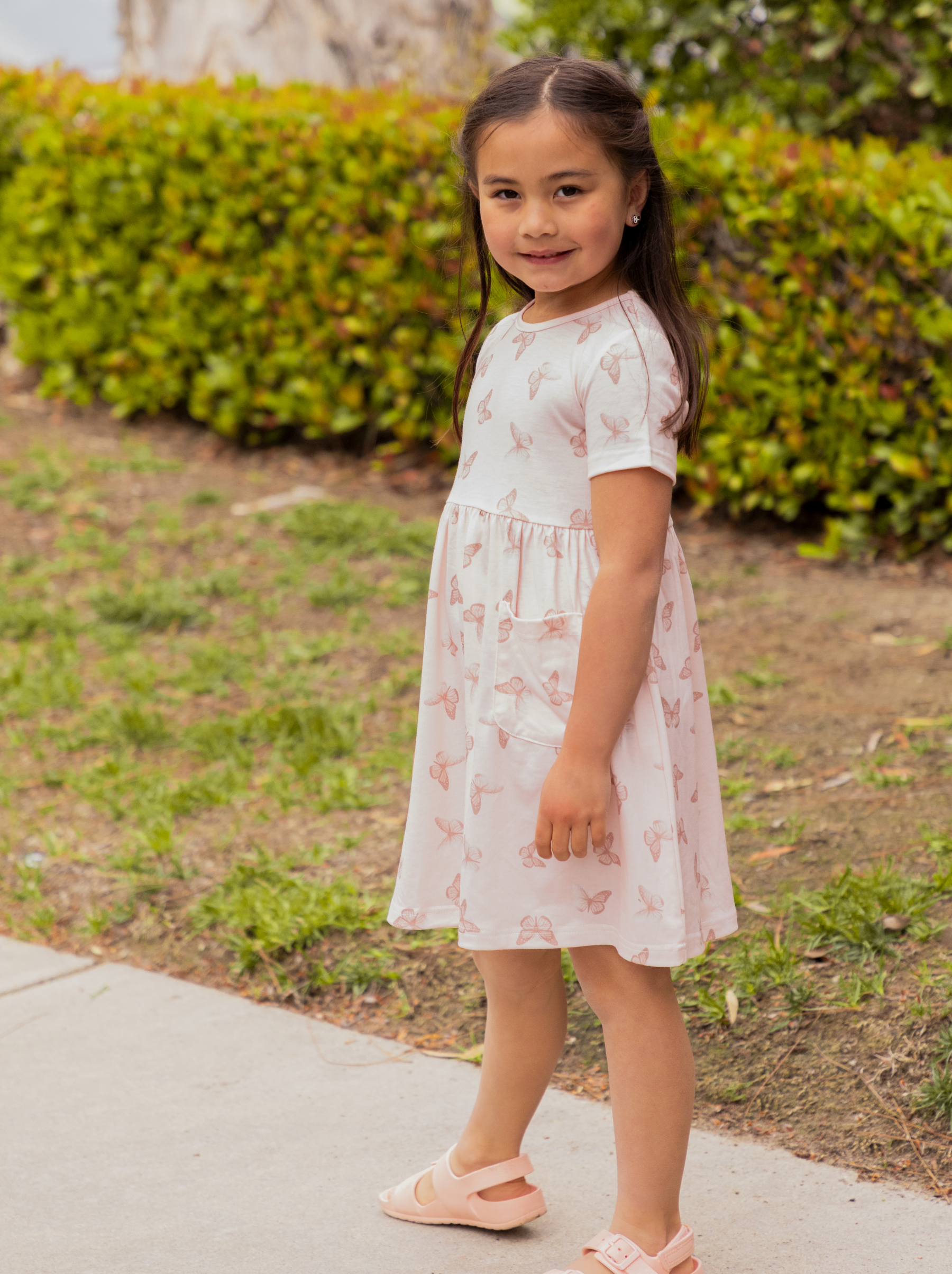 Tickled Teal - Wholesale Dress - Kids - Spring Pattern Little Girls Pocket Dress5