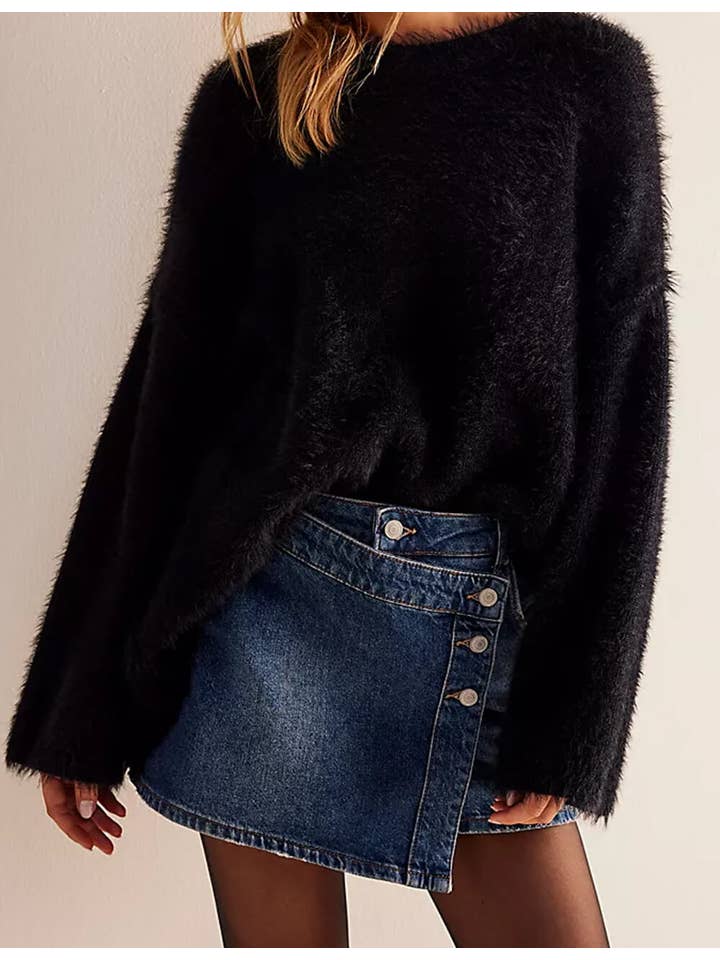 Sweetkama – Großhandel Rock – Damen – Damen-Mini-Jeansrock mit asymmetrischer Tasche SKS5418