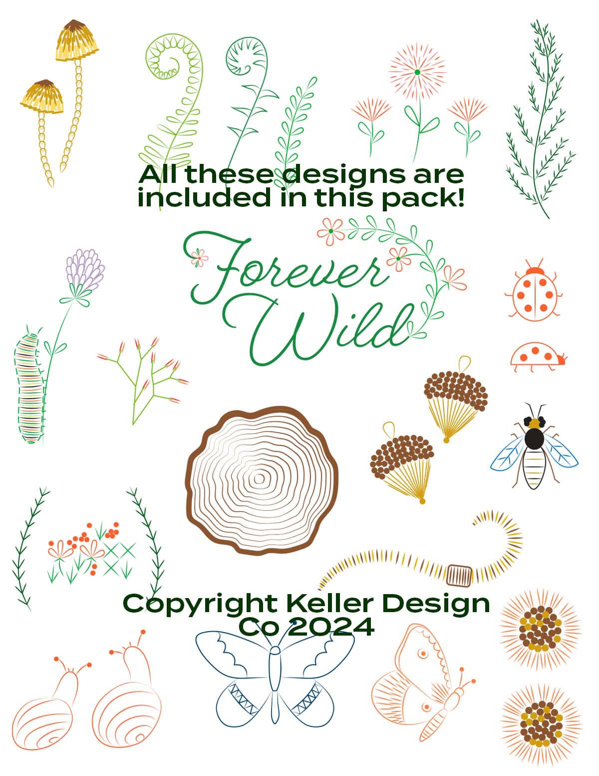 Keller Design Co. - Wholesale Embroidery/Cross Stitch Supplies - Stick It Stitch It Water Soluble Embroidery Patterns-Forever Wild2
