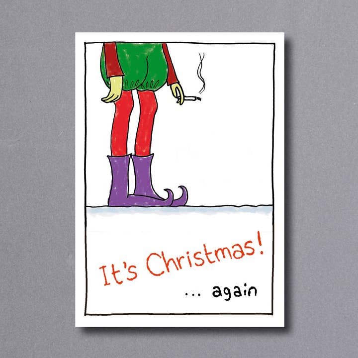Xmas Smoking Elf – Christmas card for wholesale by Little Gallery