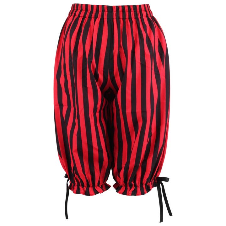 Black/Red Striped Crepe Long Bloomers for wholesale by Daisy Corsets