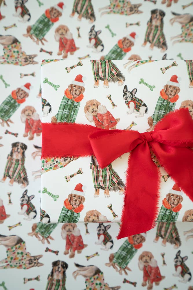 Lana's Shop - Wholesale Wrapping Paper Roll - Plaid Holiday Paws Dog Gift Wrap Roll3