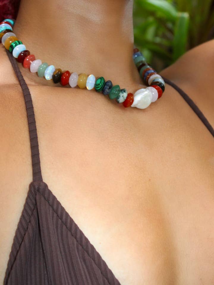 Barok sten halskæde for engroshandel hos Identity Boutik