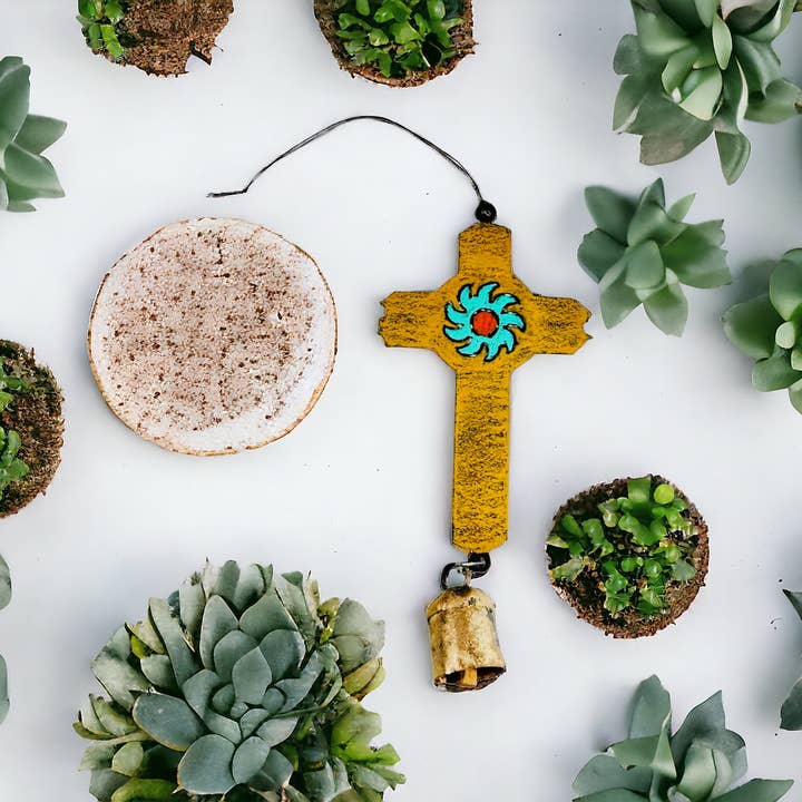 Whimsies - Wholesale Wind Chime - CROSS Wind Chime Southwestern Western Sun unique shimmers