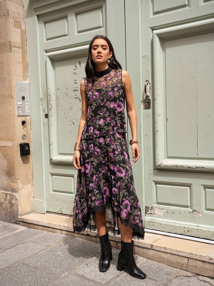 Black Floral September top + skirt set - 80806-1 80988-2 for wholesale on Faire9