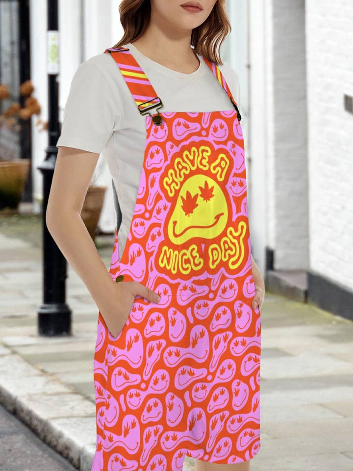 Just Get High™ - Wholesale Overalls - Unisex - Unisex Short Overalls: Have A Nice Day1