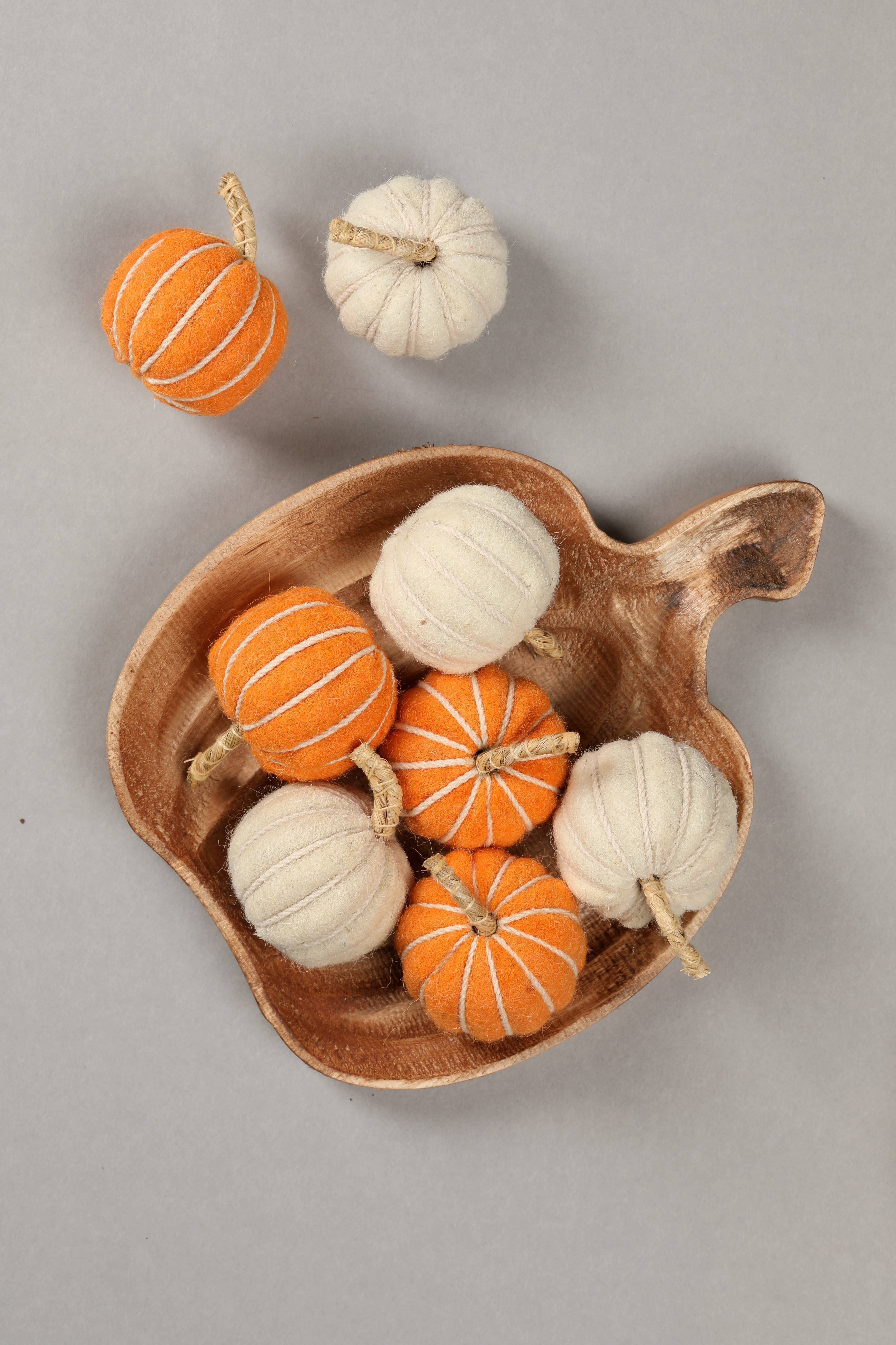 Vatican Homes - Wholesale Decorative Tabletop Object - Set of 12 Ivory and Orange Pumpkin Bowl Filler