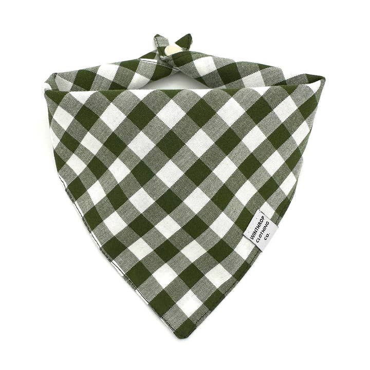 Forest Green Gingham Dog Bandana for wholesale by Winthrop Clothing Co.
