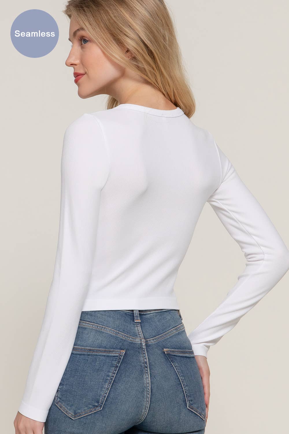 Active Basic | Active USA - Wholesale Gebreide top - Dames - Ribgebreide naadloze top met lange mouwen en ronde hals30