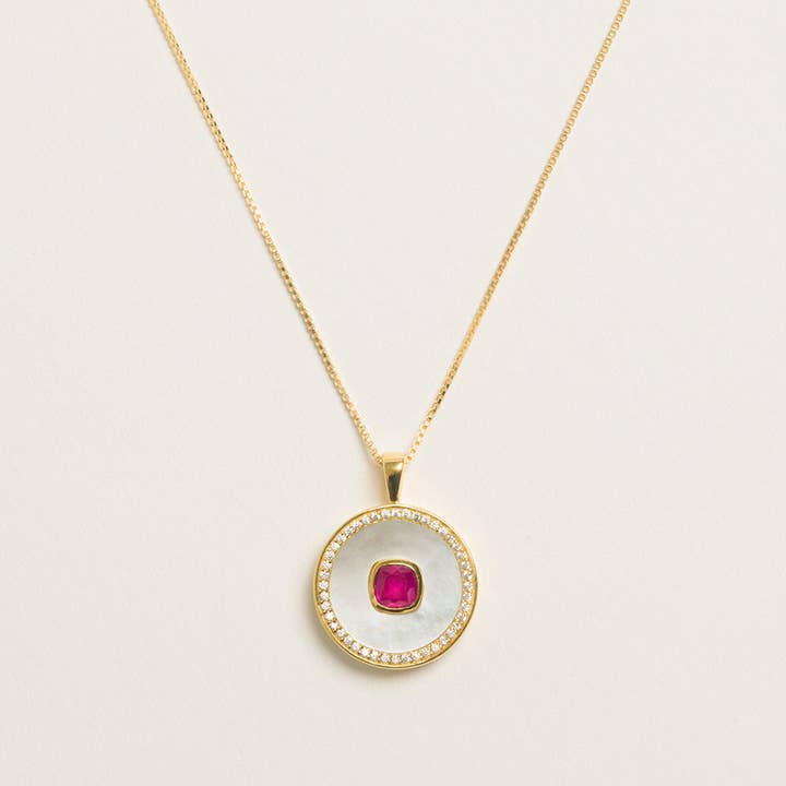 Ruby Mother Of Pearl Necklace for wholesale by Freya Rose