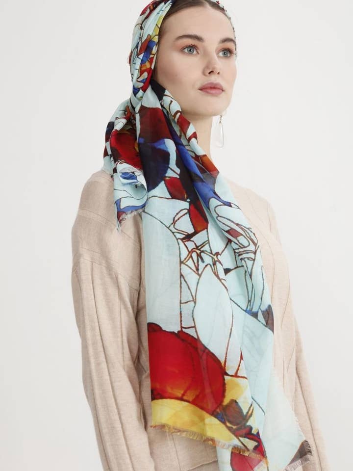 Châle en coton et soie, collection TERRA pour la vente par FAD Fashion Art Design