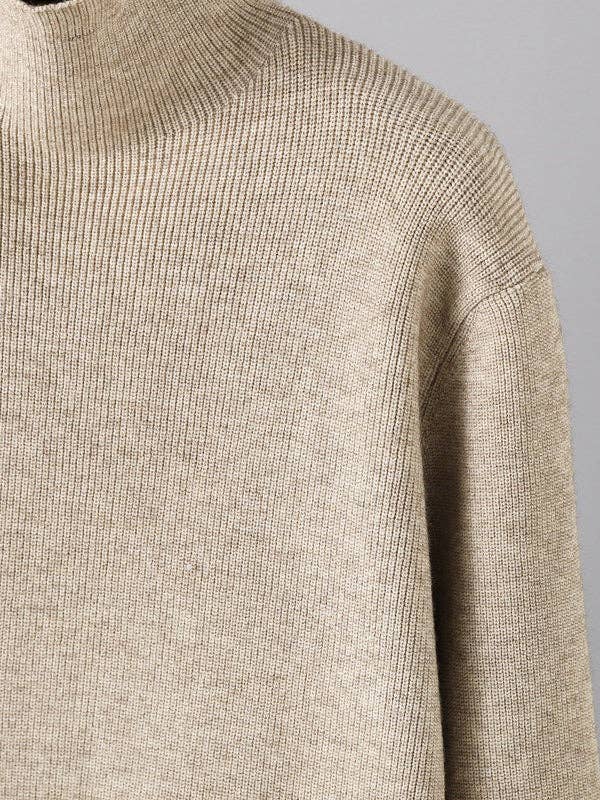 ShieldChic - Vendita all'ingrosso Completo top e pantaloni (NON loungewear) - Donna - Set Due Pezzi: Maglione a Collo Alto con Spacco Anteriore e Bottoni Sciolti in Colore Solido & Pantaloni a Gamba Larga Urbani7