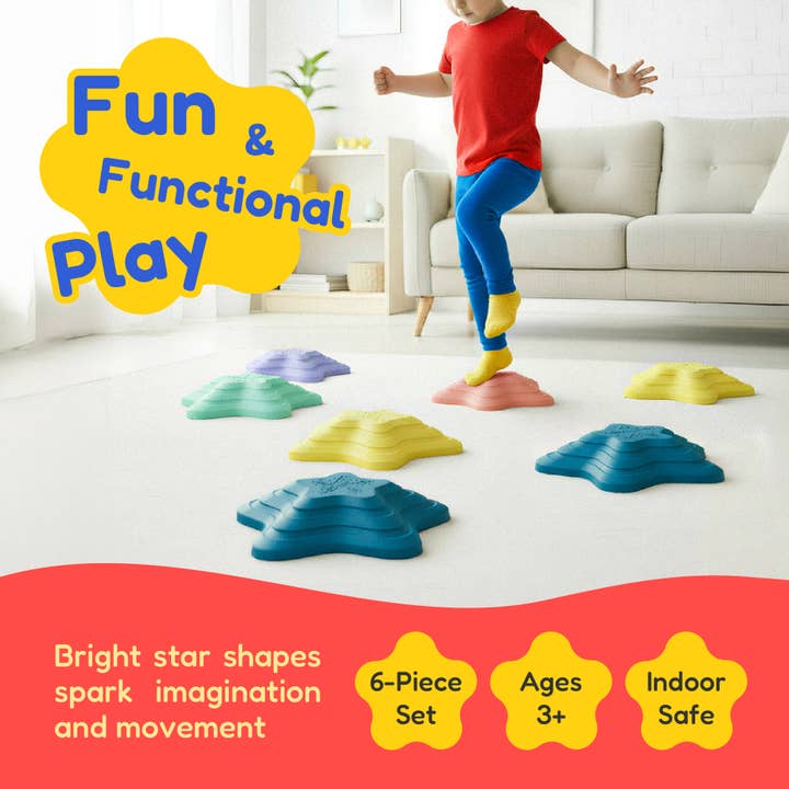 Kook - Wholesale Toy Set - Kids - Kinderific Star Shaped Stepping Stones, 6 Piece Set, Multi1
