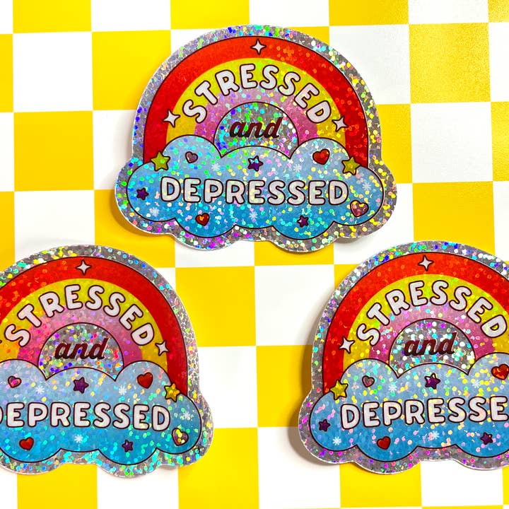 Kidnichols - Wholesale Sticker - Kawaii But Sad Holographic Sticker | Mental Health | Sad4