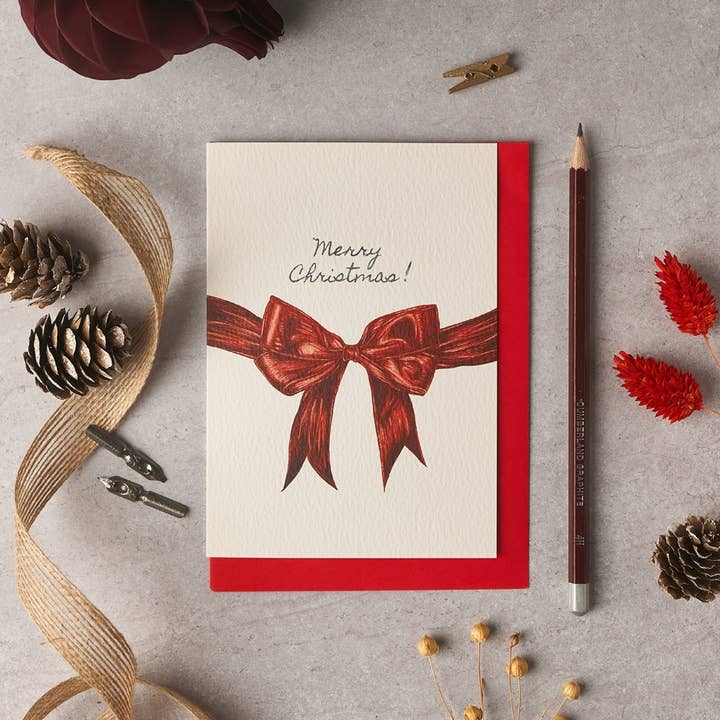 Weihnachtskarte mit Schleife für den Großhandel von byOliviaBell