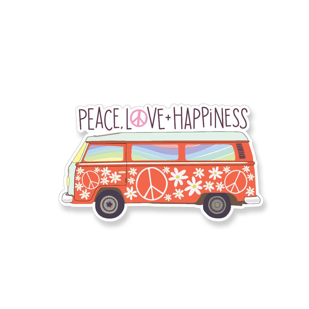 Apartment 2 Cards - Wholesale Sticker - Peace Love Happiness VW Bus Vinyl Sticker
