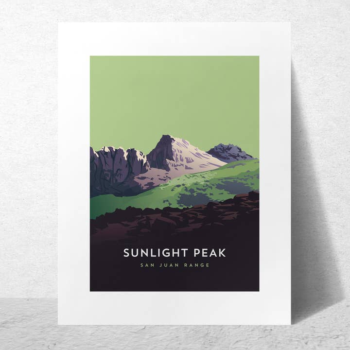 Sunlight Peak Colorado 14er Poster, Framed Art Print for wholesale by Hinterland Outdoors