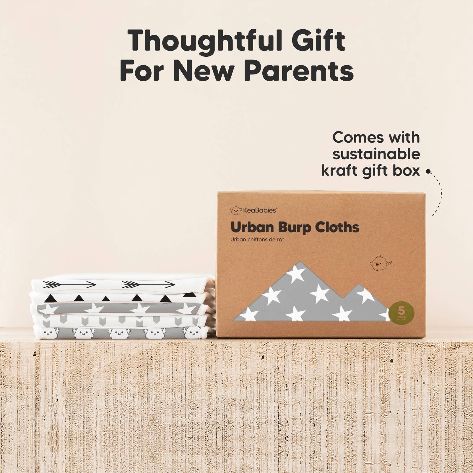 Grijze landschappen KeaBabies 5-pack Urban spuugdoeken voor groothandel op Faire8