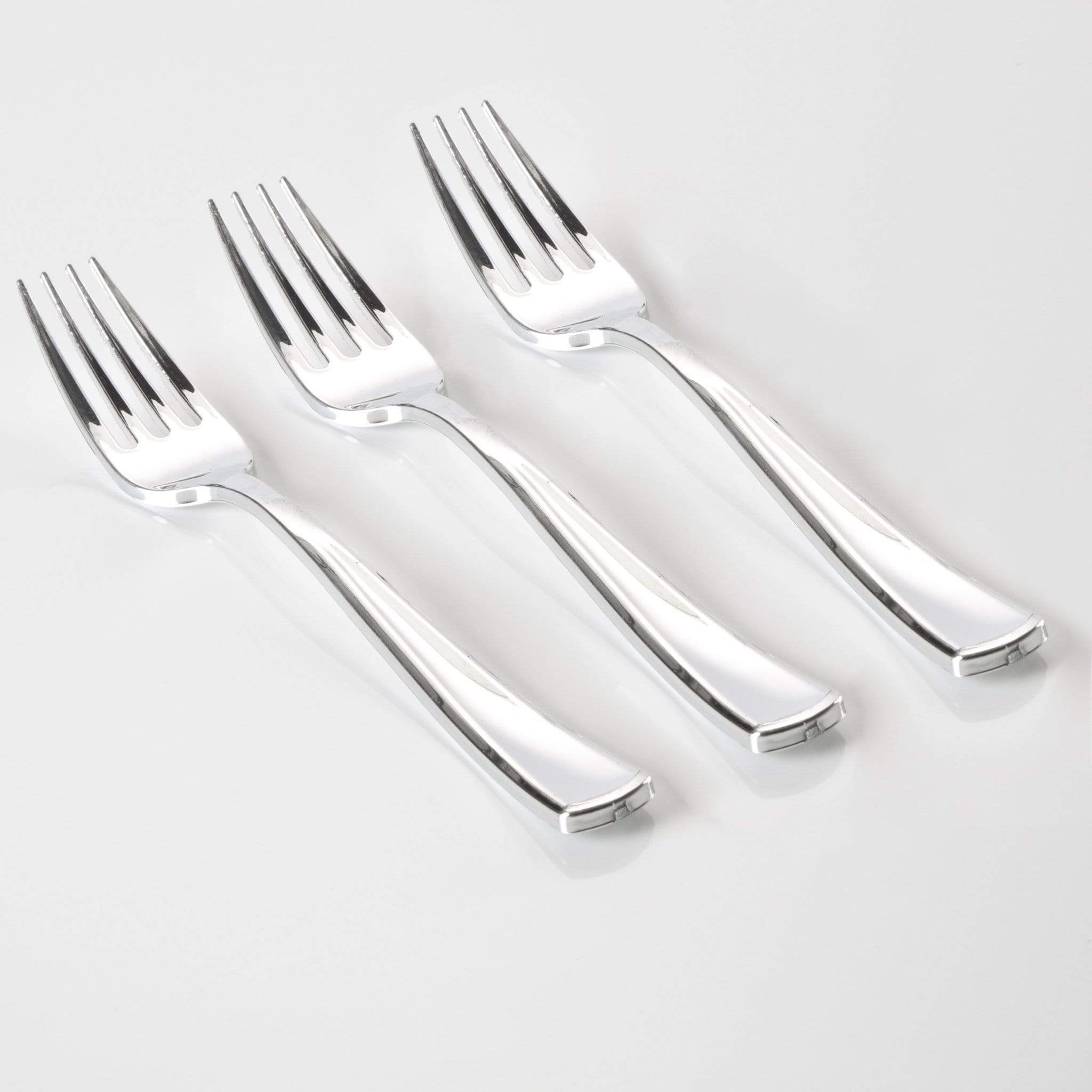 Luxe Party - Wholesale Table Fork - Classic Design Silver Plastic Forks | 20 Forks0