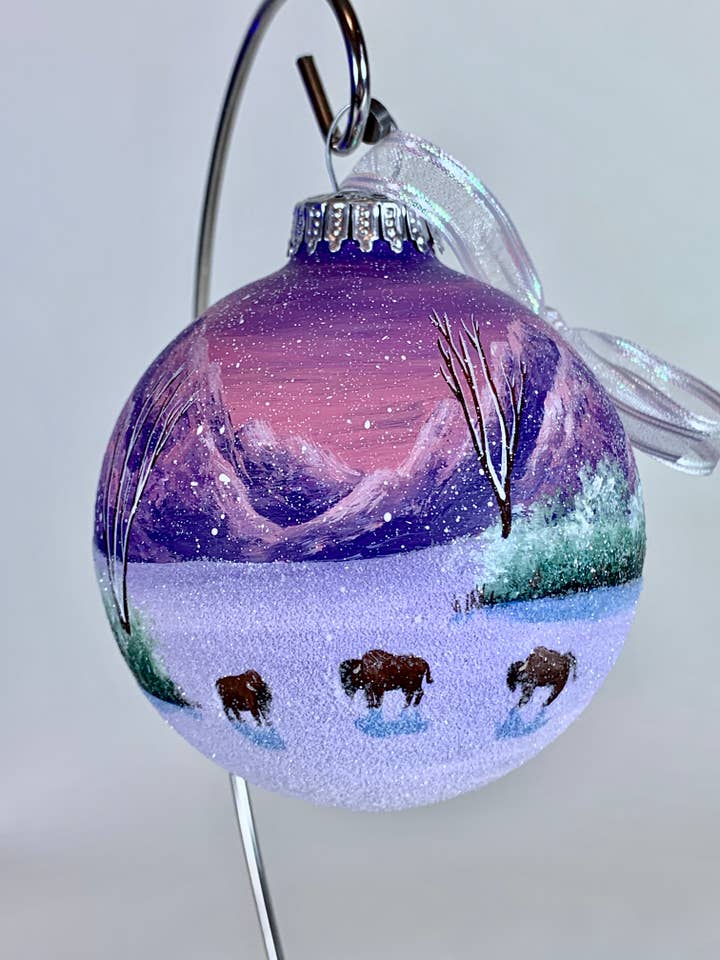 Ornamento Bison & Montanhas por atacado de Art with Elise