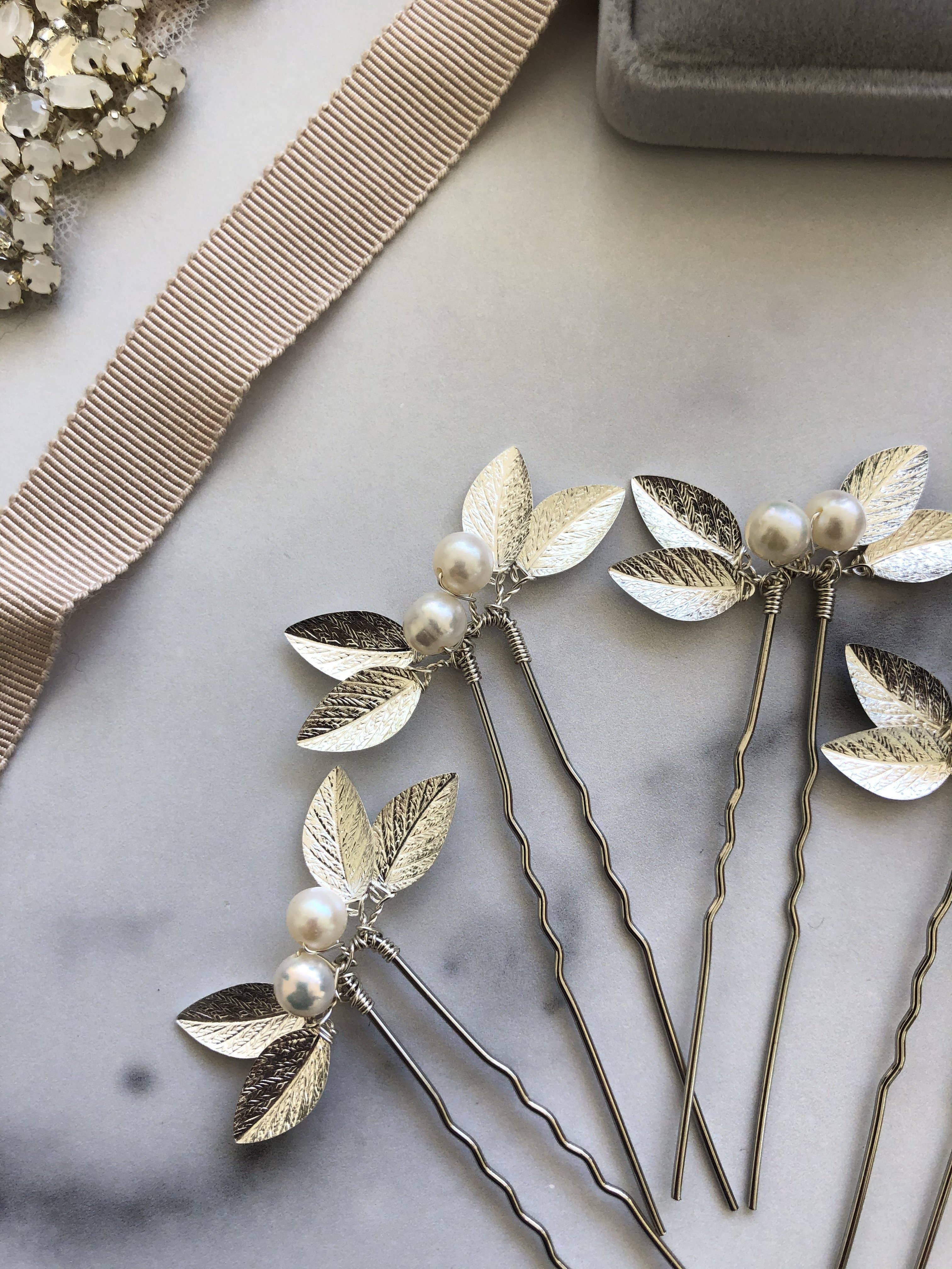 Sweet Olive Hairpieces - Wholesale Hair Pin - Classic Pearl & Leaf Hair Pins (1+) | Classic Bridal Hair Pins, Minimalist Hair Accessories12