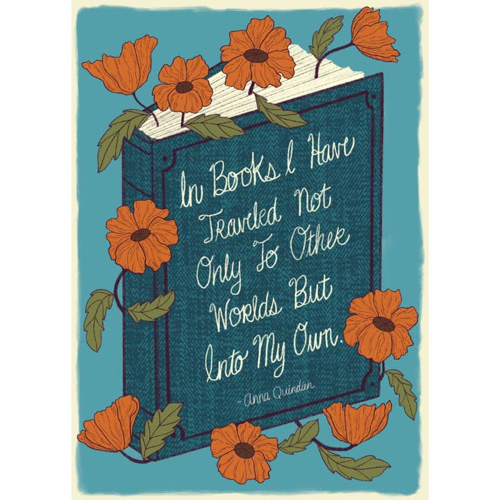 Female Empowerment Book Quote with Poppies Mini Giclée Art Print for wholesale by Brittany Bouyer