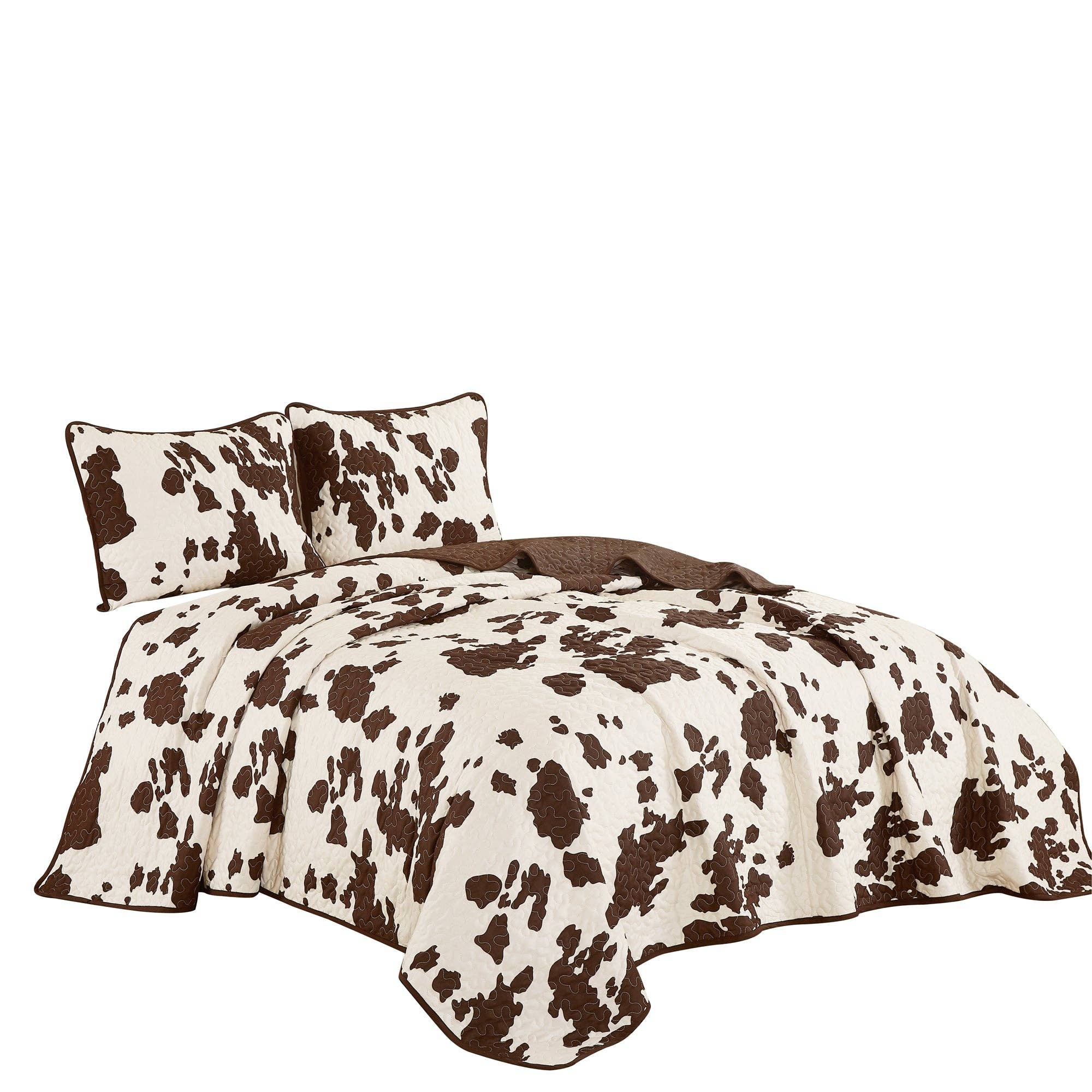 Linen Mart - Wholesale Bedding Set - Rustic Cowhide Brown Bedspread Quilt - 3 Piece Set6