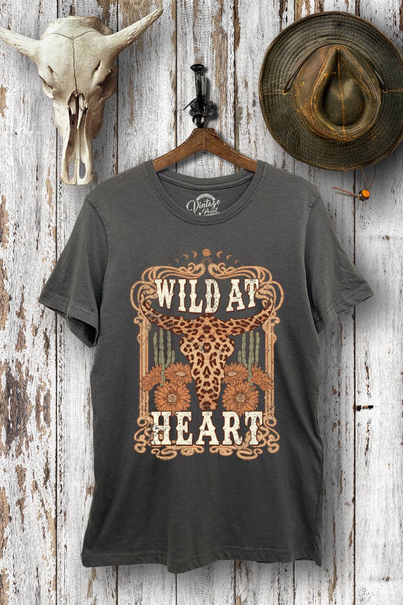 VINTAGE POINT USA - Wholesale Screen Printed T-Shirt - Women's - "WILD AT HEART" ANIMAL PRINT GRAPHIC BASIC CASUAL TEE3