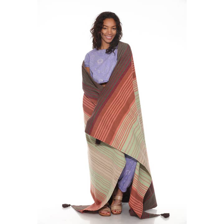 Lakhays Collection Inc. - Wholesale Throw Blanket - Sediment Striped Cotton Blanket