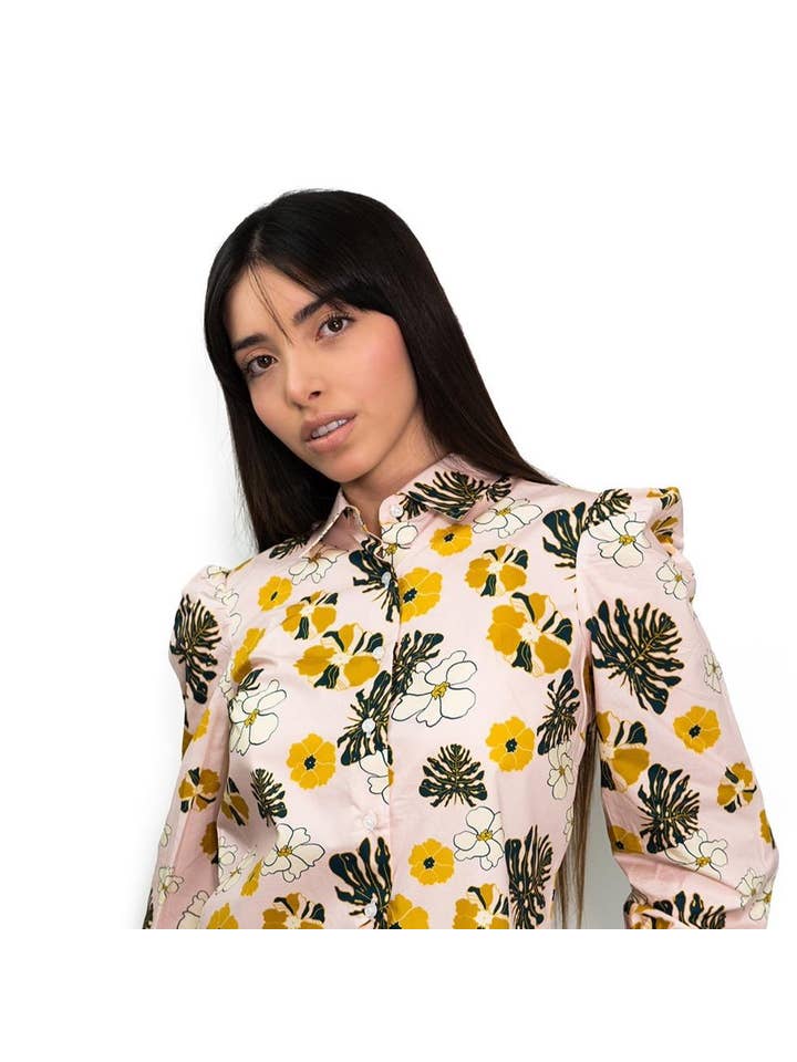 Alesia Designs - Wholesale Button Down Shirt - Women's - Cotton Long Sleeve Printed Shirt2