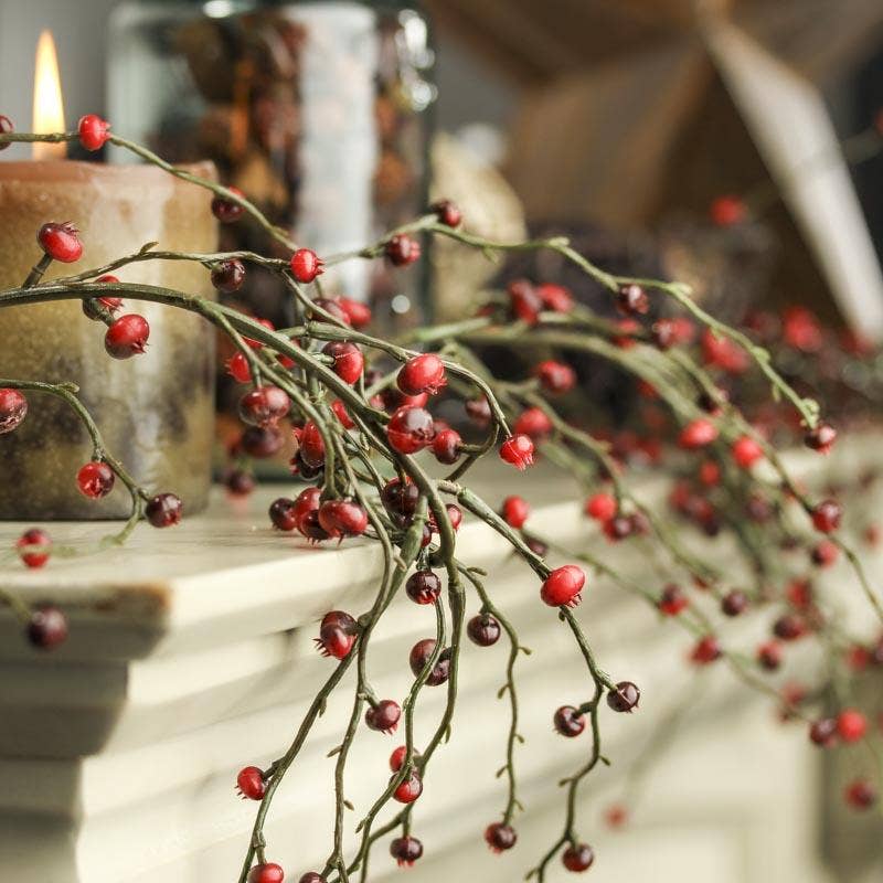 Factory Direct Craft - Wholesale Kerstdecoratie - Weerbestendige Mini Rood en Bourgondisch Wildbessen Guirlande0