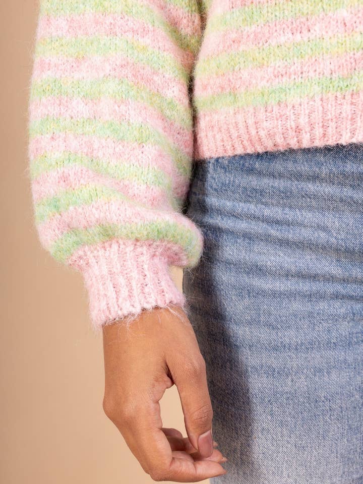 AMARIA - Wholesale Cardigan - Women's - Oversized striped cardigan in soft knit - WOOL - 5106214