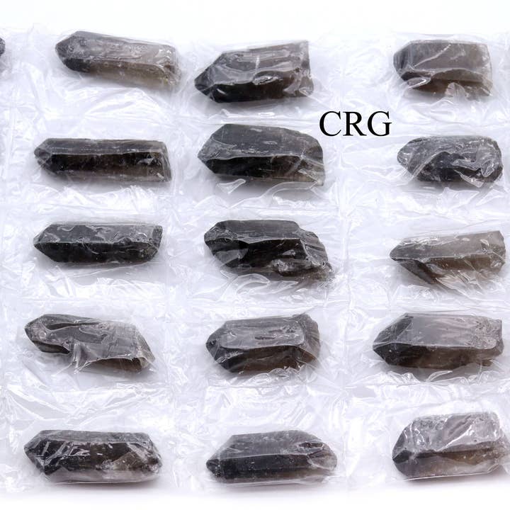 QTY 1 - 25 Piece Sheet Smoky Quartz Crystals / 4-6cm AVG for wholesale by Crystal River Gems LLC
