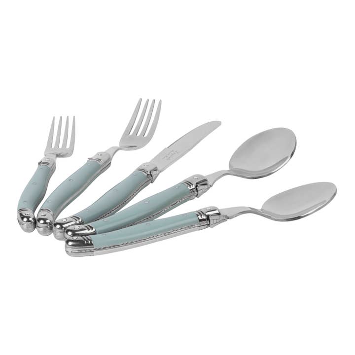 French Home - Wholesale Flatware Set - Laguiole Connoisseur 18/10 SS Misty Blue Flatware1