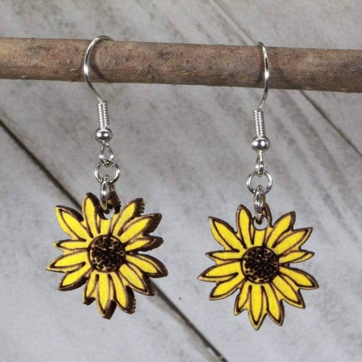 Kansas State Boucles d'oreilles pendantes tournesol pour la vente par Cates Concepts