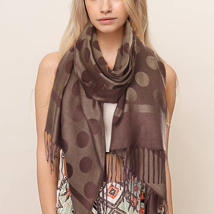 Hana - Wholesale Scarf - Women's - Polka Dot Pattern Pashmina Scarf9